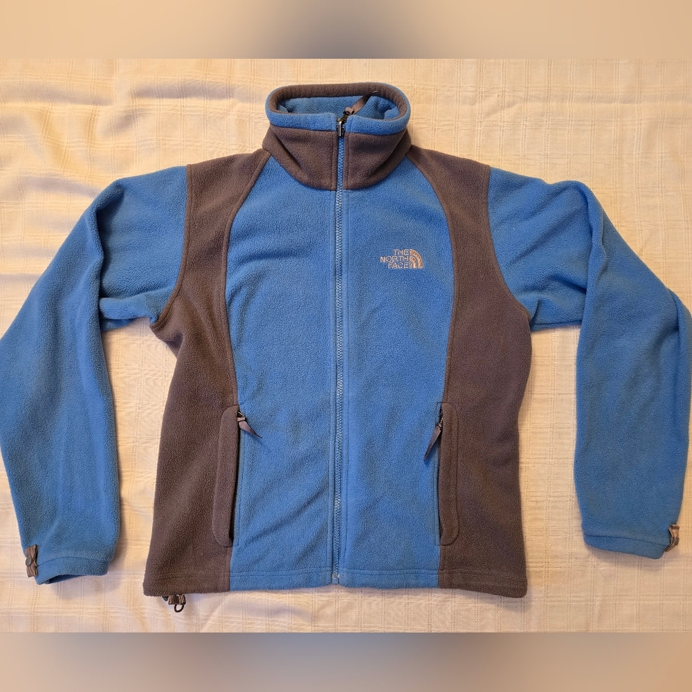 The North Face Fleece Women's Small Blue / Grey Zip Jacket EUC
